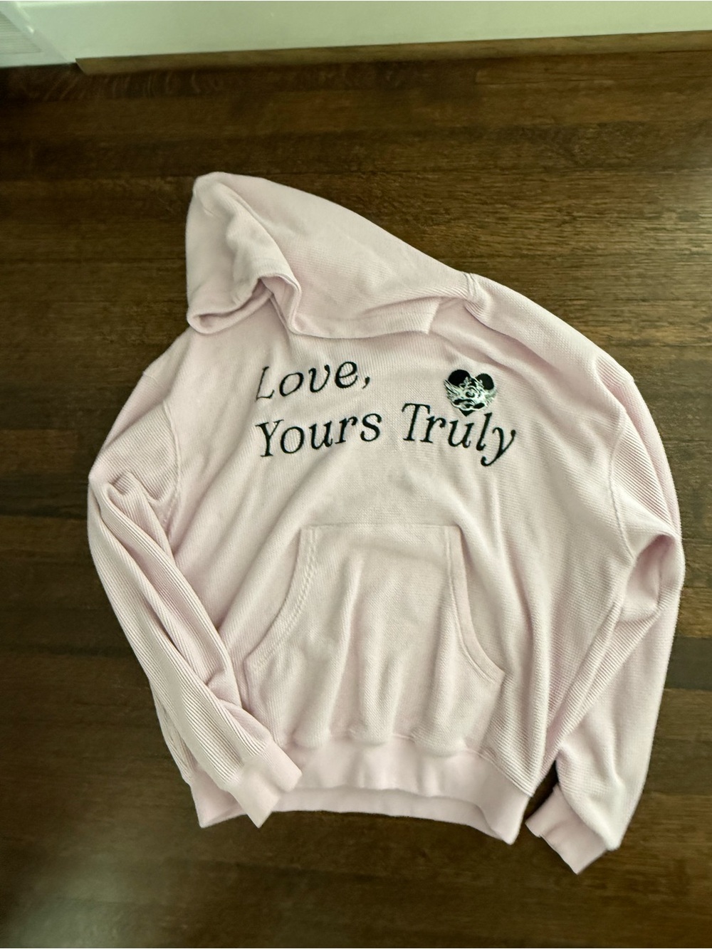 Boys Lie Pastel Pink 'Love, Yours Truly' Embroidered Pullover Hoodie